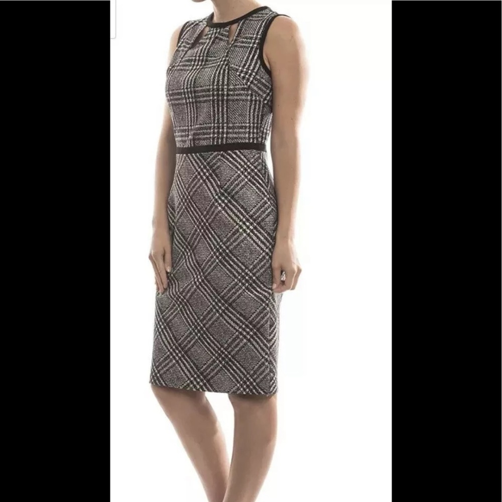 Joseph Ribkoff sleeveless silver lured thread & black sheath dress NWT $319 Sz 6